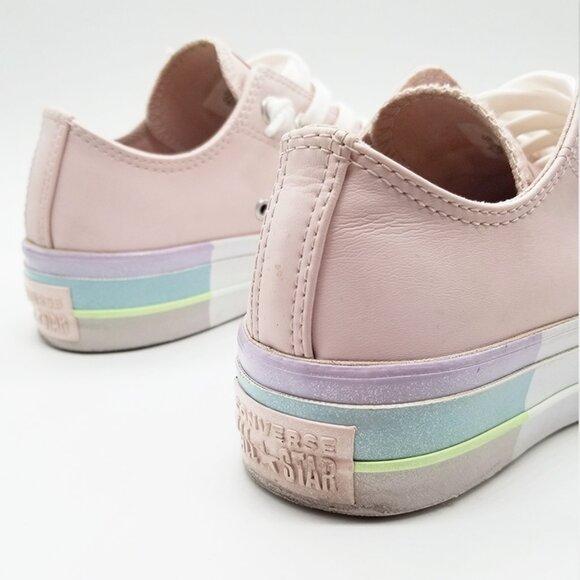 Converse Chuck Taylor All Star Lift Low Rainbow Platform Sneaker Pastel Pink 6 - Picture 12 of 16